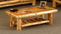 Log Coffee Table: cedar stain