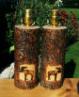 Wood-Burned Moose Lamps