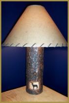 Wood-Burned Deer Table Lamp