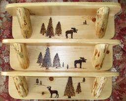 Log Wildlife Shelves: Moose & Deer
